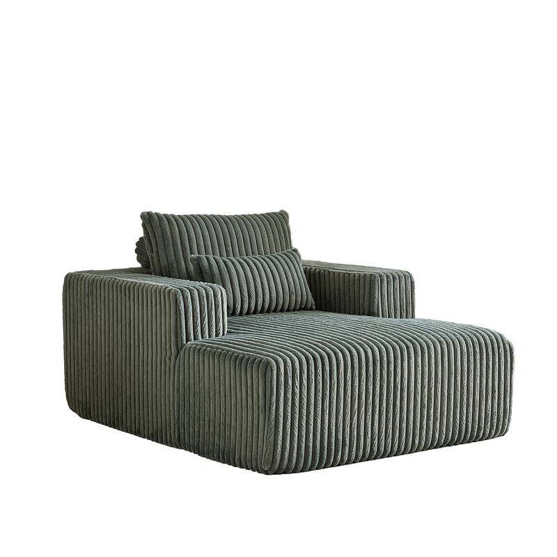62.5-Inch Corduroy Modular Sleeper Sofa Bed with Removable Footrest