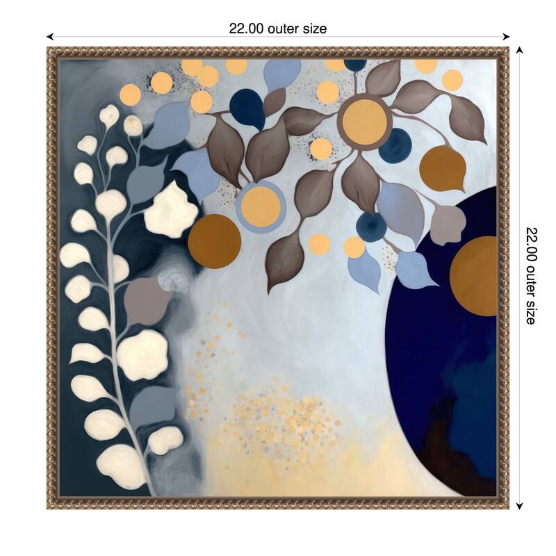 Modern Midnight Bloom II by Bella Eve Framed Canvas Wall Art Print - Sylvie Beaded Gold - 22 x 22 in