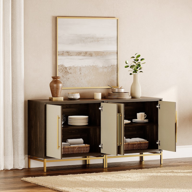 WAMPAT Modern Sideboard Buffet with Leather-Textured Doors