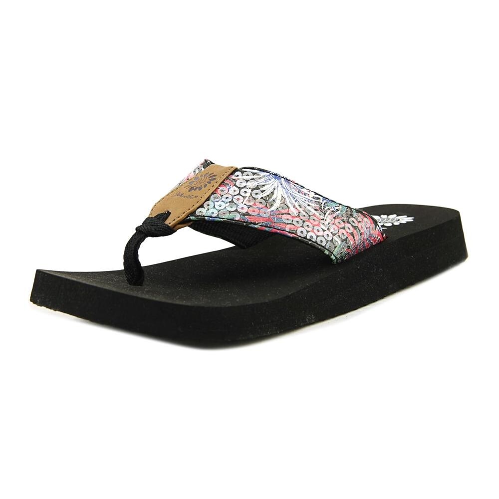 yellow box multi color flip flops