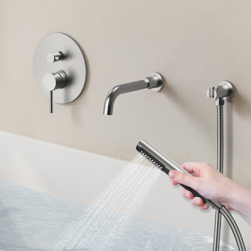 Wall-Mount Tub and Handheld Shower Faucet Set