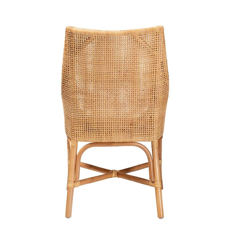 Bella Rattan Dining Chair - Handwoven Wicker Accent Side Chair with High Backrest, Coastal Boho Seating for Kitchen or Dining