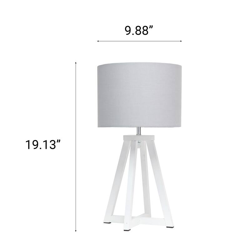 Wood Tripod Table Lamp with Drum Shade for Bedroom Decor - 9.75 x 9.75 x 19 in. (L x W x H)
