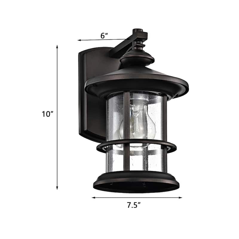 Outdoor Wall Lantern Sconce Porch Light With Clear Seedy Glass