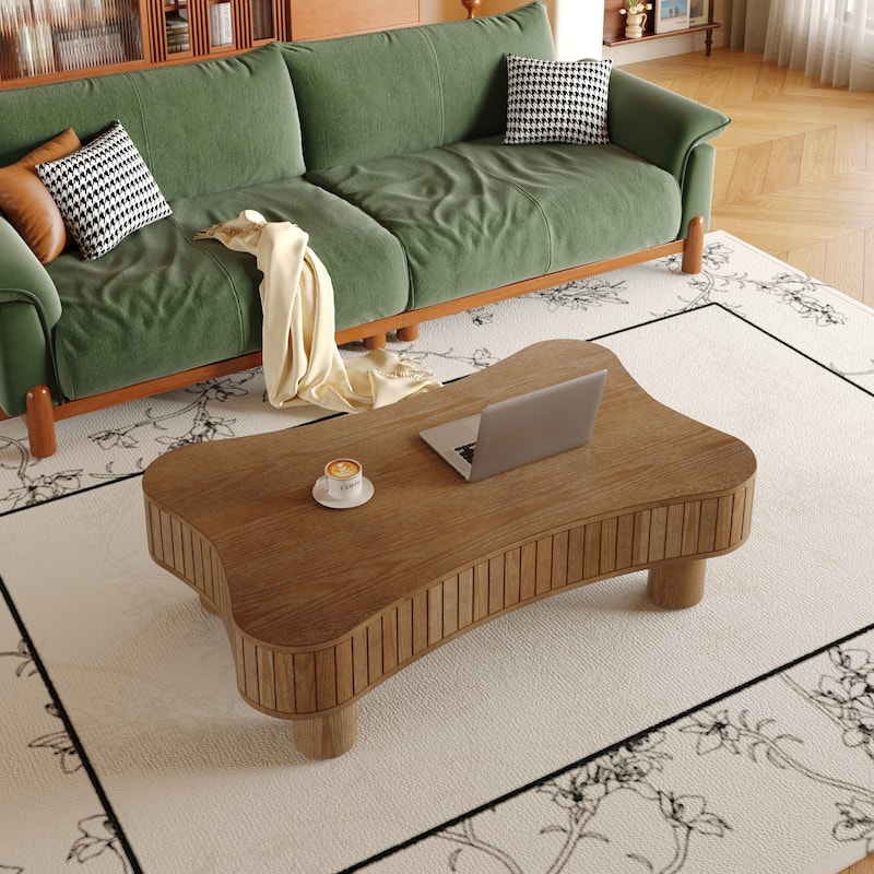 42" Modern Lift-Top Coffee Table – Fluted Design with Hidden Storage & Silent Hydraulic Mechanism‌