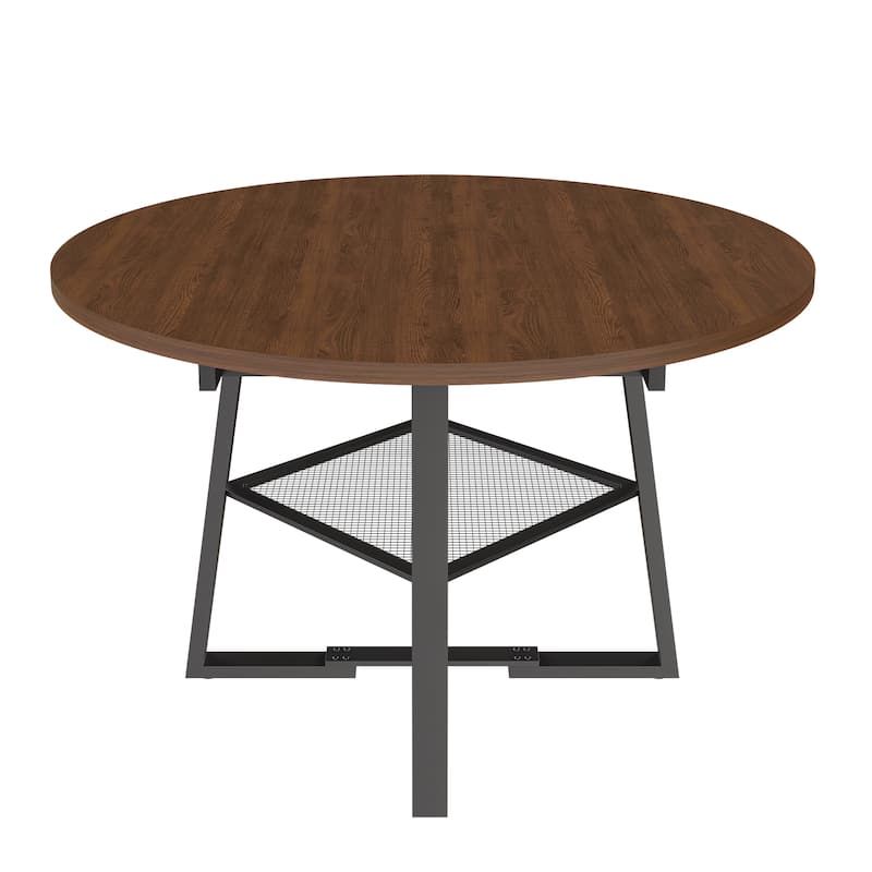 HOMYLIN 47" Extendable Round Dining Table with Storage