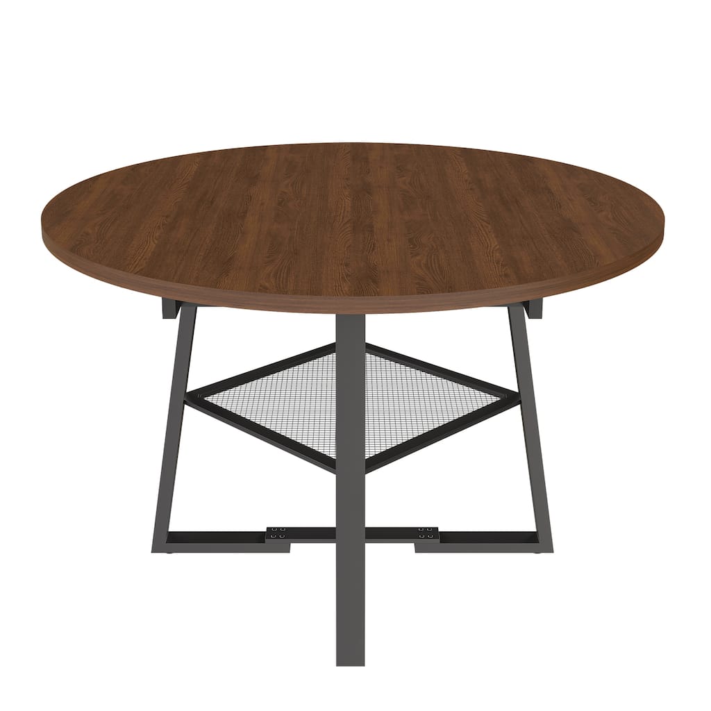HOMYLIN 47" Extendable Round Dining Table with Storage
