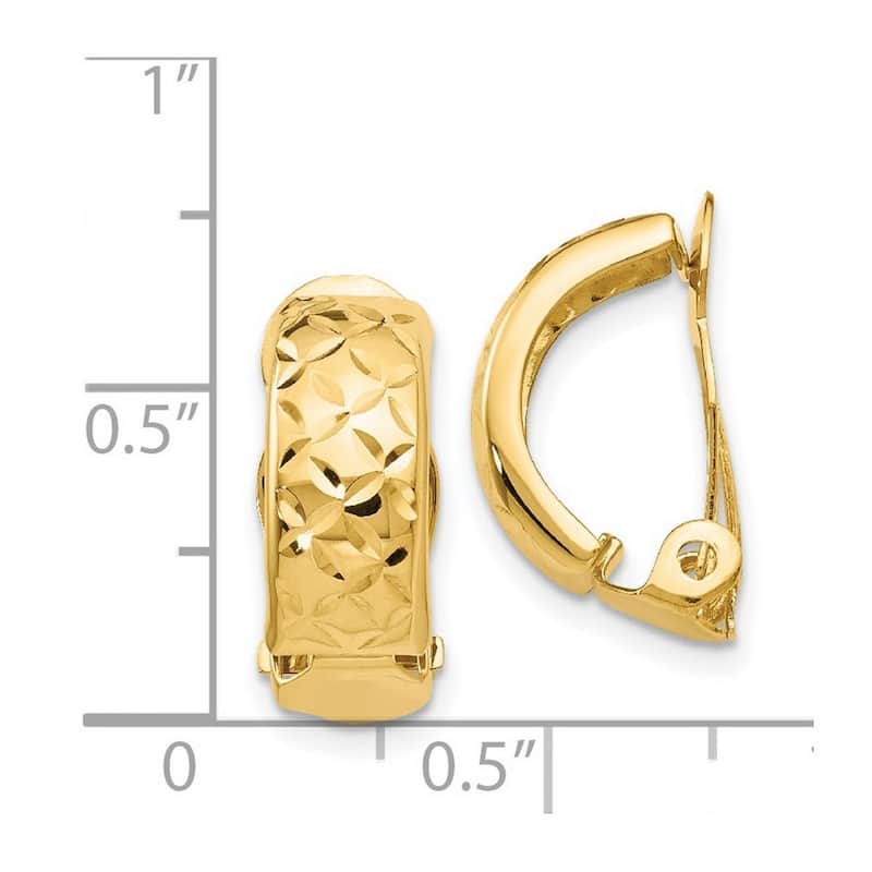 Curata 14k Yellow Gold Satin Non Pierced Earrings - 18x10mm