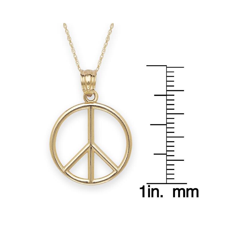 Curata 14k Yellow Gold 18" Bold Polished Peace Sign Necklace