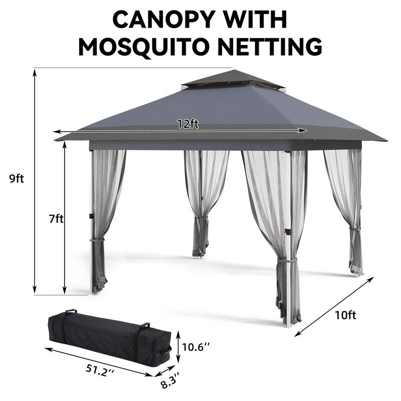Gazebo Outdoor Pop up Canopy Tent with Curtains