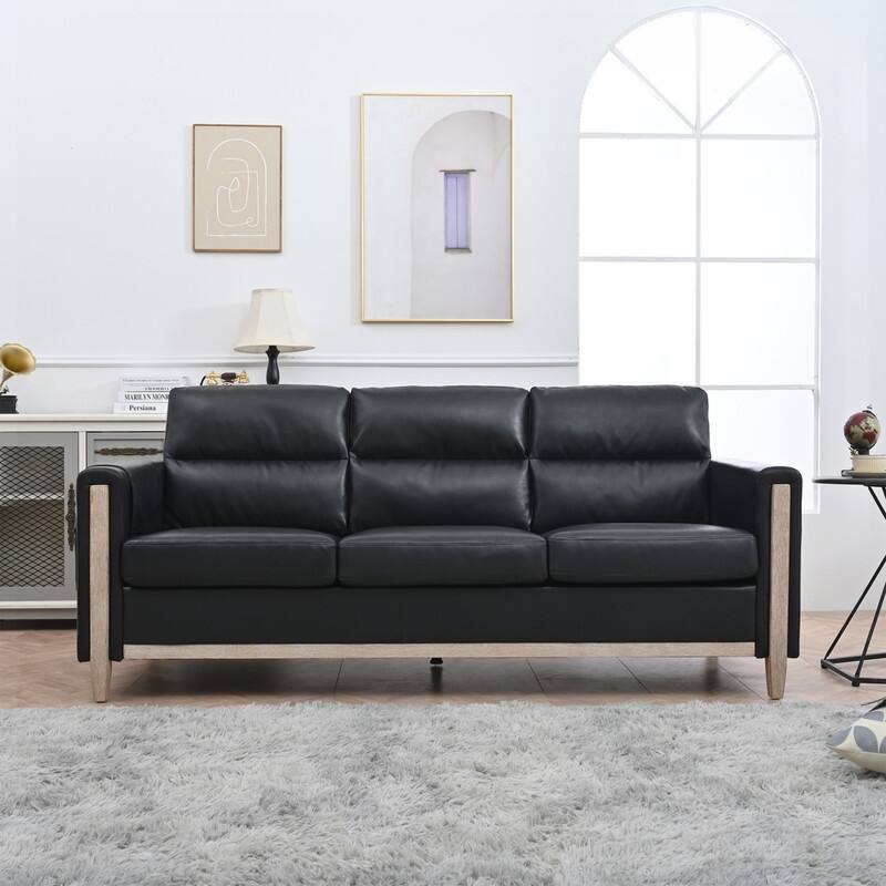 79.5"Solid Wood Three-Seater Sofa for Living Room