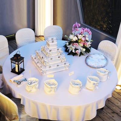 90 Inch Round Polyester White Tablecloth with Stain and Resistant Wrinkle Free for Dining Table Decor