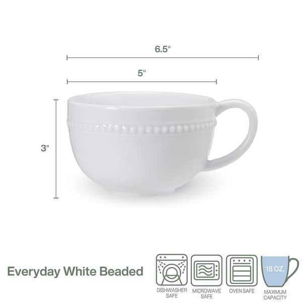 Everyday White Set of 2 Beaded Coupe Mug, 18 Oz