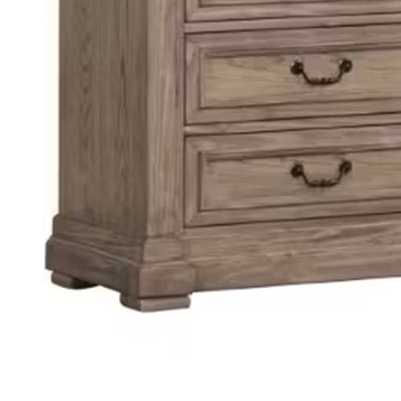 Roi Wide Dresser, 62 Inch, 9 Dovetail Drawers, Weathered Gray
