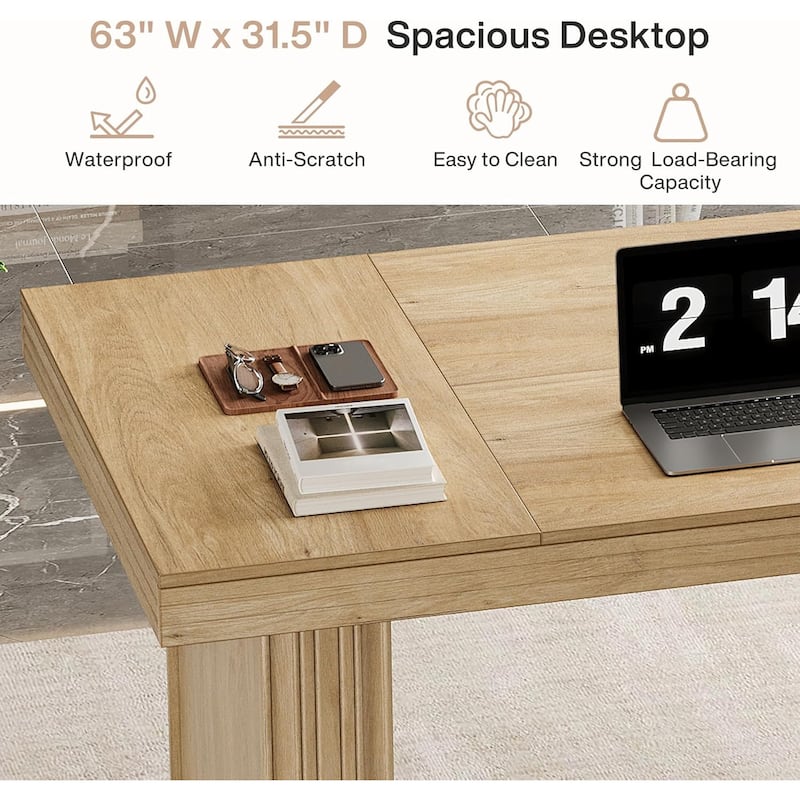 63 Inches Executive Desk, Large Office Computer Desk