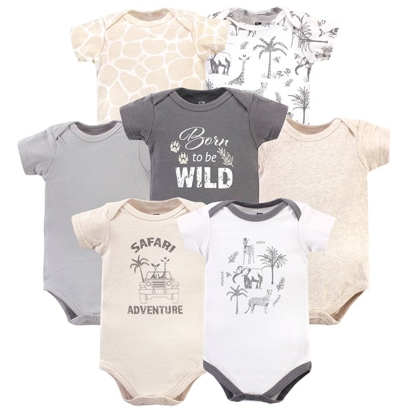 slide 1 of 1, Hudson Baby Infant Boy Cotton Bodysuits, Vintage Safari 0-3 Months - Vintage Safari
