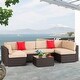 preview thumbnail 7 of 10, Outdoor Furniture 7-Piece Wicker Sofa Set by Havenside Home Beige