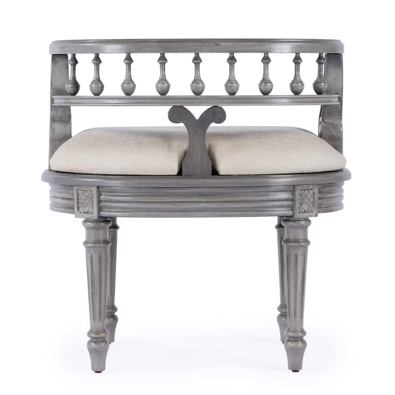 Hathaway 22.5 in. W Oval Upholstered and Wood Traditional Vanity Seat