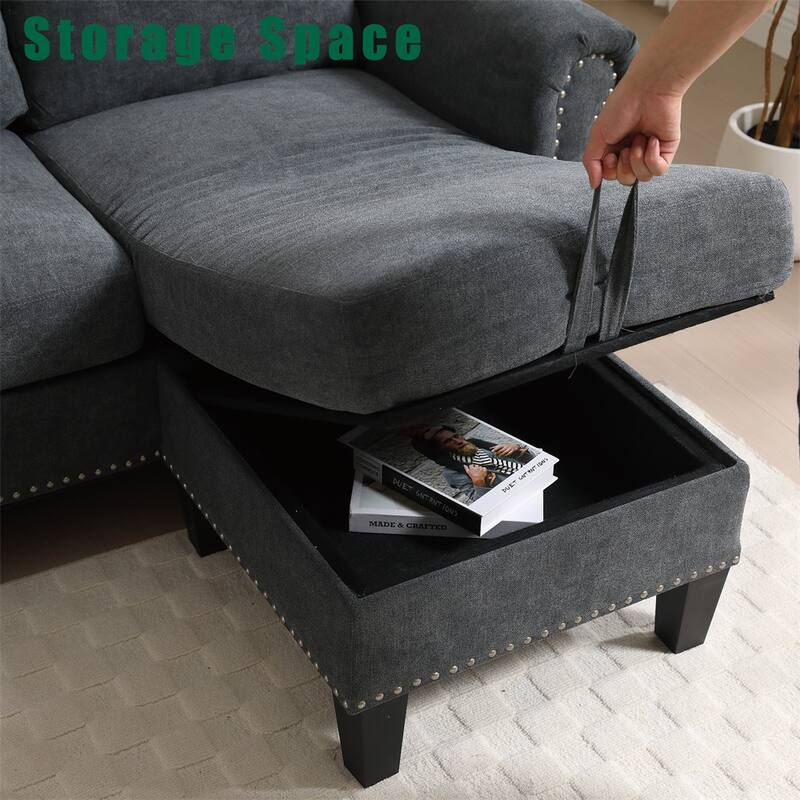 Convertible Sectional Sofa with Storage,L-shaped sofa,Four-Seater Sofa