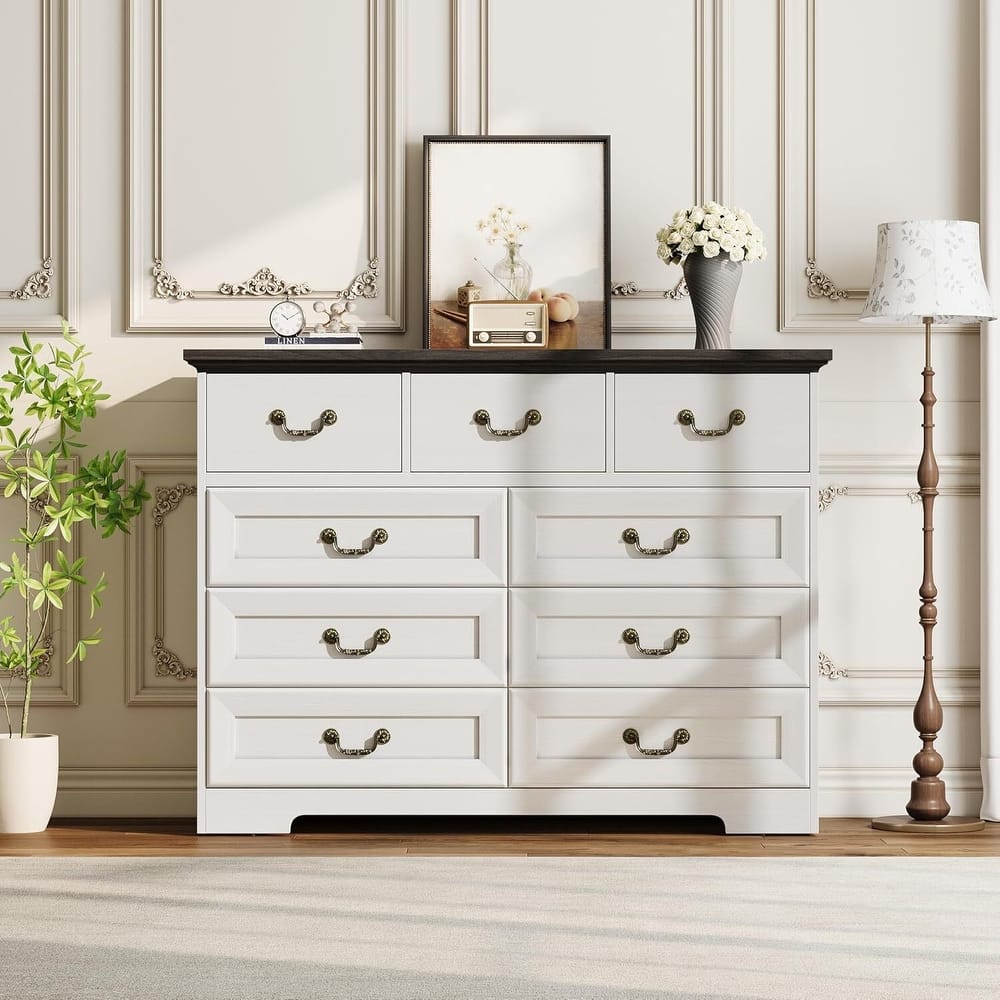 Vintage 9 Drawer Dresser for Bedroom Living Room