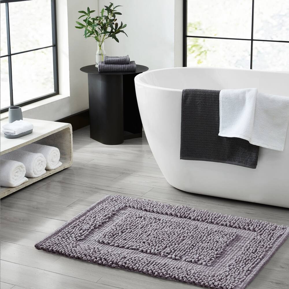 Sophie Border Ultra-plush Chenille Non-Slip Cotton Bath Mat