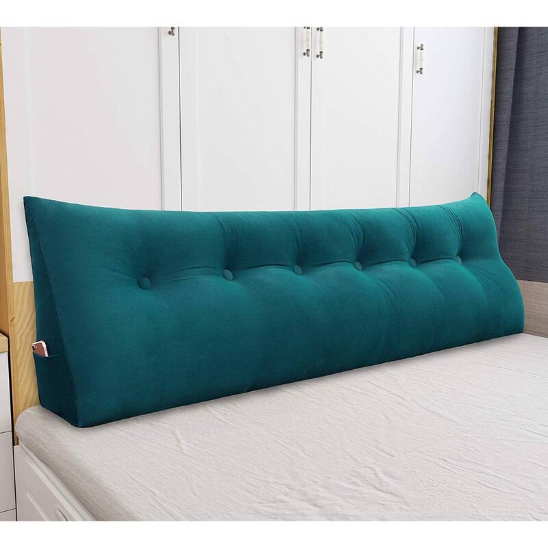 WOWMAX Bed Rest Wedge Bolster Headboard Back Support Pillow Velvet - Cyan