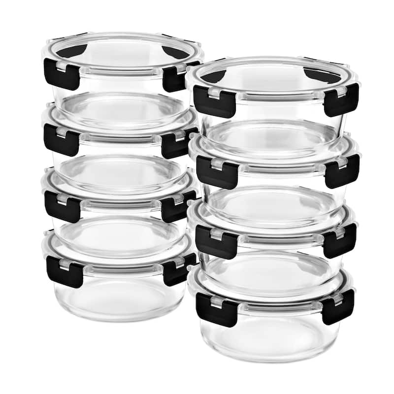 Sorbus Glass Meal Prep Containers with Airtight Lids - 8 Pack Round - 7" D x 3" H