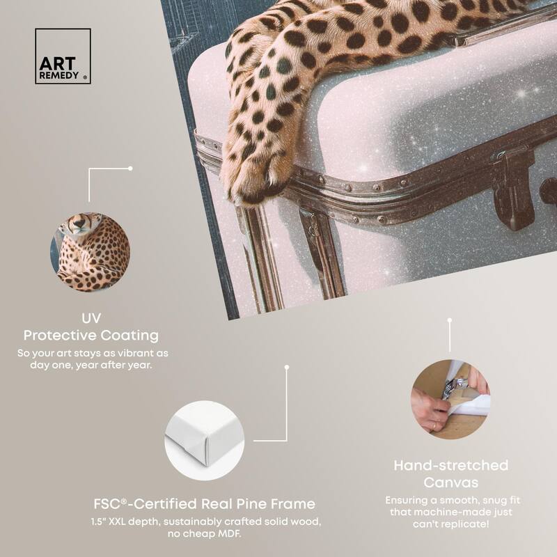 Cheetah Luggage NYC Canvas by Art Remedy, Gallery Wrapped