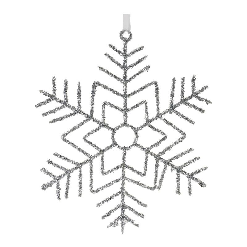 Tinsel Snowflake Christmas Ornaments - 16.25" - 12ct