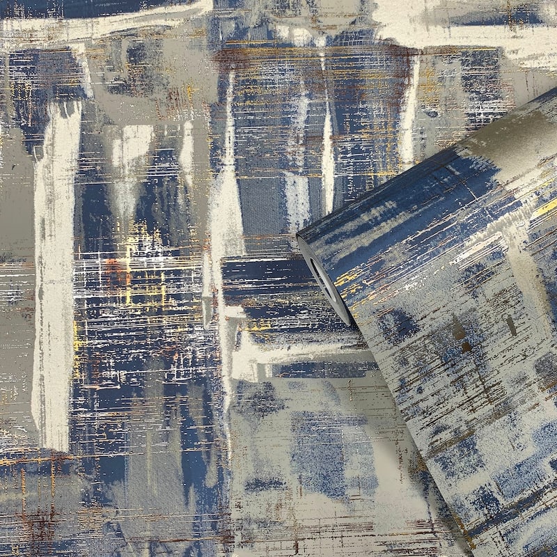 Galerie Wallcoverings Lustre Collection Abstract Paintstroke Non-woven Metallic Wallpaper Roll
