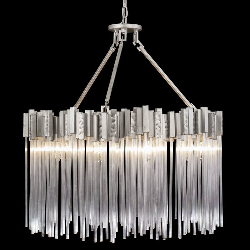 Varaluz 309P10 Matrix Recycled Steel and Fluted Glass 10-Light Pendant