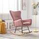 preview thumbnail 17 of 39, Velvet Armchair Wingback Comfy Rocker Chair with Thick Padded Seat for Nursery Pink