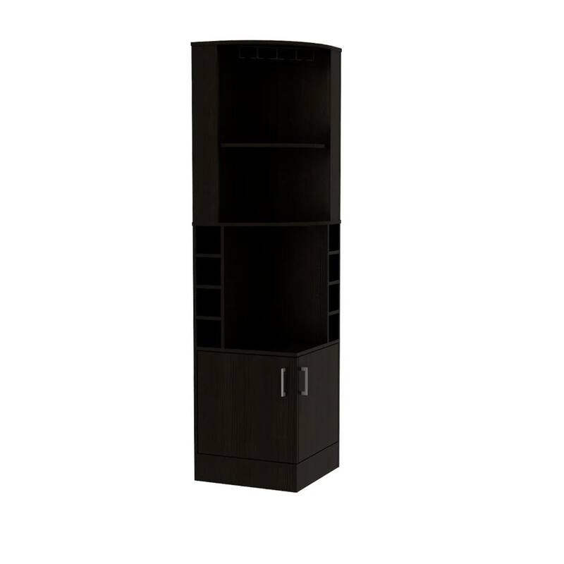 HomeRoots 71" Black Wood Corner Bar Cabinet With Two Doors