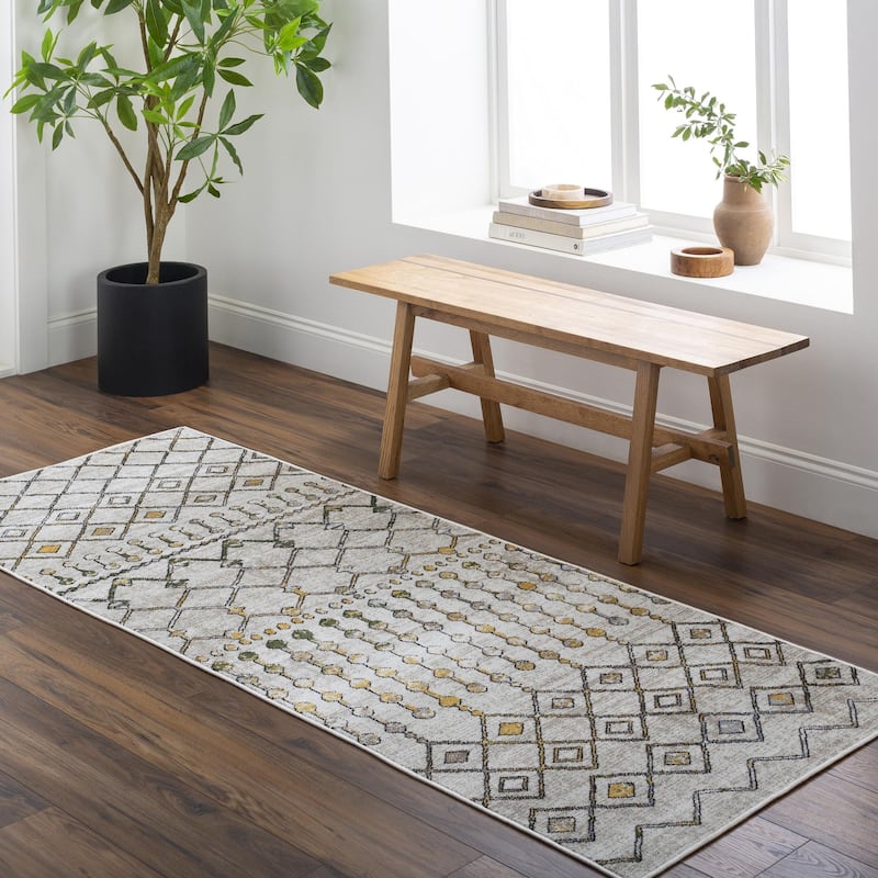 Livabliss Lavadora Bohemian Diamond Washable Area Rug