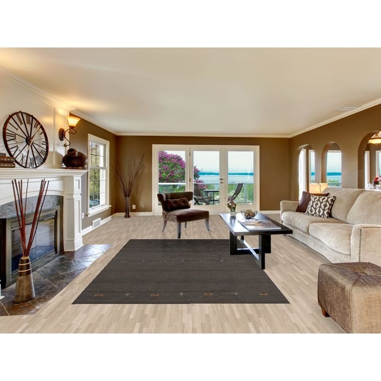 Tribal Animals Gabbeh Oriental Area Rug Wool Carpet - 6'1"x 9'9"