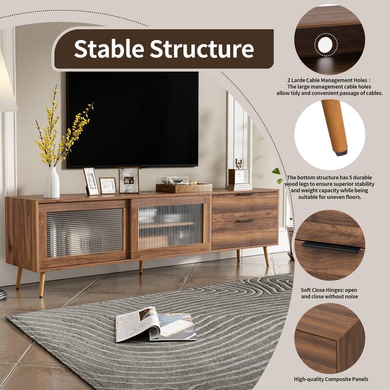 Boho TV Stand for TVs up to 80'' , Modern Farmhouse Media Console