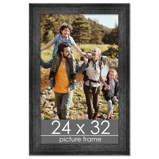 24x32 Distressed/Aged Black Wood Picture Frame - UV Acrylic, Foam Board ...