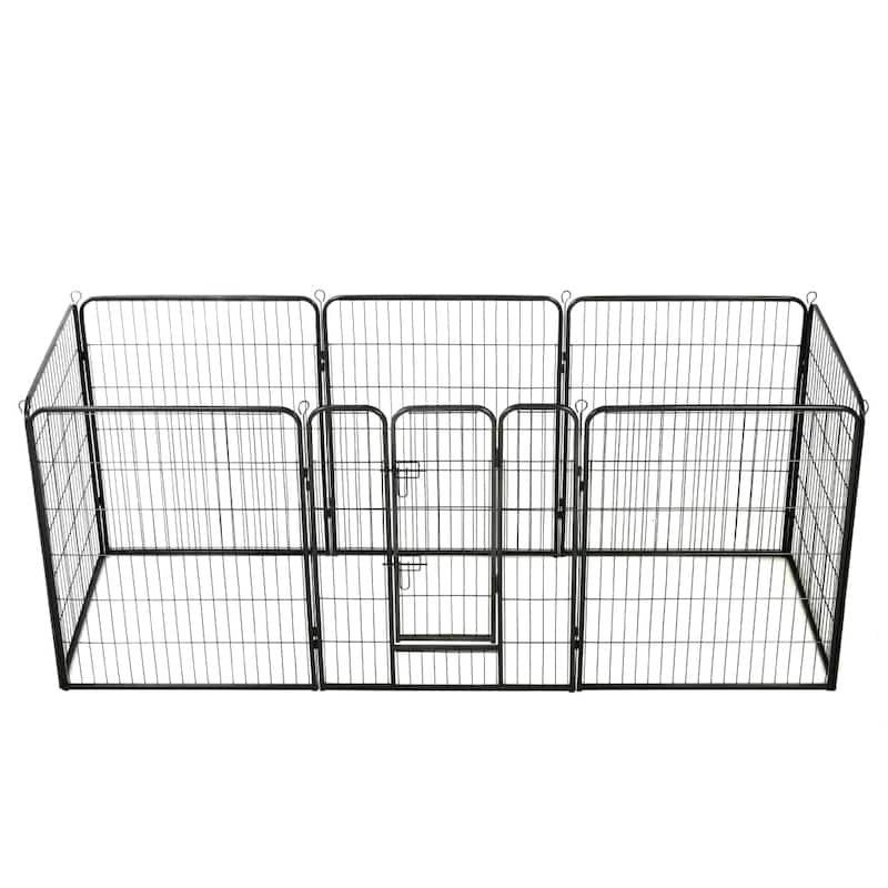 vidaXL Dog Playpen 8 Panels Steel 31.5"x39.4" Black