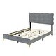 preview thumbnail 4 of 8, Velvet Platform Bed with Comfortable Headboard, LED Frame and Stylish Metal Bed Legs, Full Size, Grey