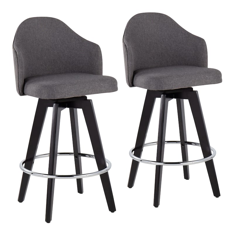Carson Carrington Valsatra 26" Upholstered Counter Stool with Black Wood Base (Set of 2)