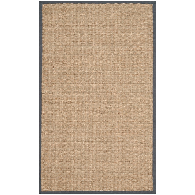 SAFAVIEH Natural Fiber Marina Basketweave Seagrass Rug - 2'6" x 4' - Natural/Dark Grey - Rectangle