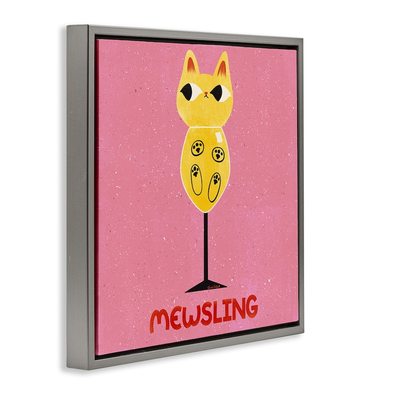 Stupell Mewsling Cat Wine Framed Floater Canvas Wall Art Design By Carrie Cantwell