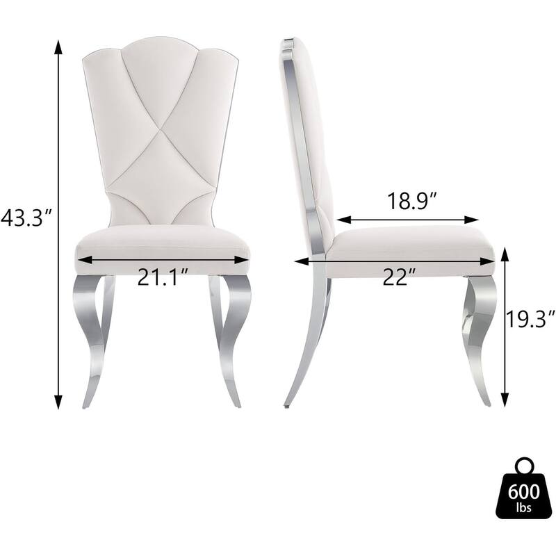 Luxury Velvet Upholstered Dining Room Chairs with Shell-Shaped Back and Stainless Steel Legs