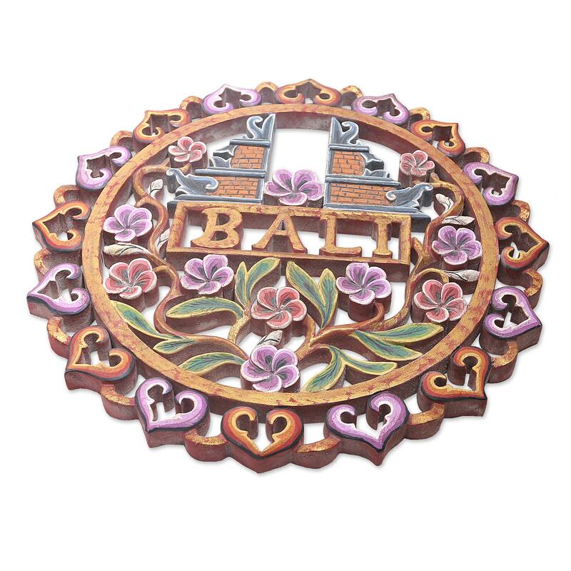 Novica Handmade Heavens Gate Wood Relief Panel