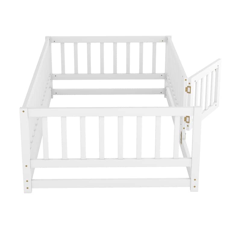 GDF Studio - Harrington Twin Montessori Floor Bed with Fence and Door (without Slats)