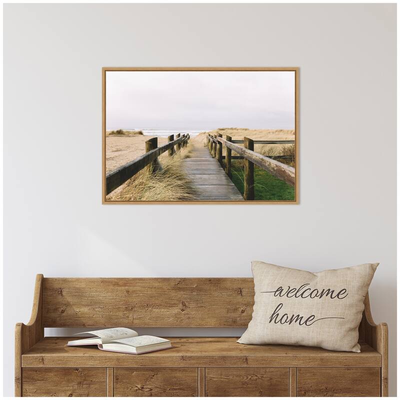 Kate and Laurel Sylvie Coastal Beach Boardwalk Ocean Landscape Framed Canvas by Patricia Hasz of Patricia Rae Photography