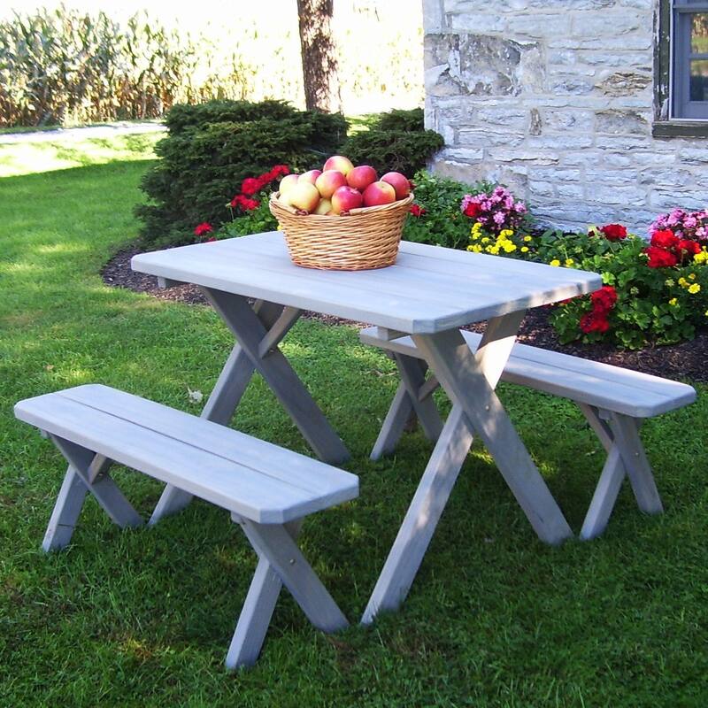 Pressure Treated Pine 4' Cross-Leg Picnic Table with 2 Benches