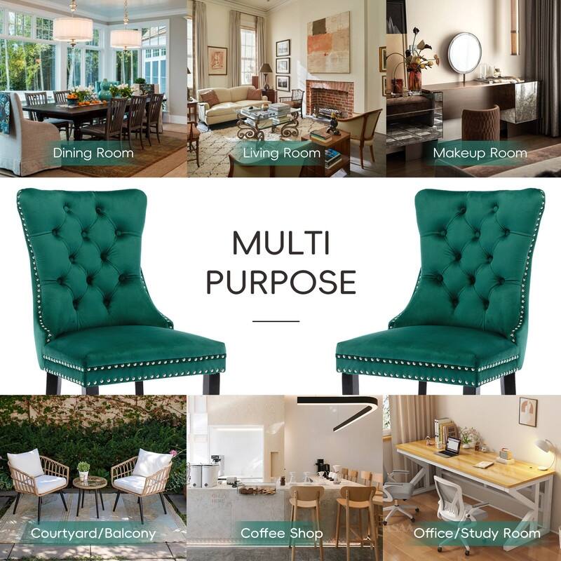 Tufted Naliheads Solid Wood Upholstered Dining Chairs (Set of 2)