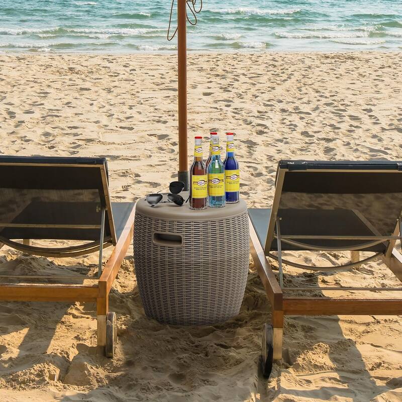 All-in-one Outdoor Ice Bucket, Indoor Storage Basket Seat, Durable Rattan Design