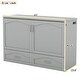 preview thumbnail 9 of 16, Queen Size Murphy Bed Wall Bed w/ Drawer & Sockets & USB Ports